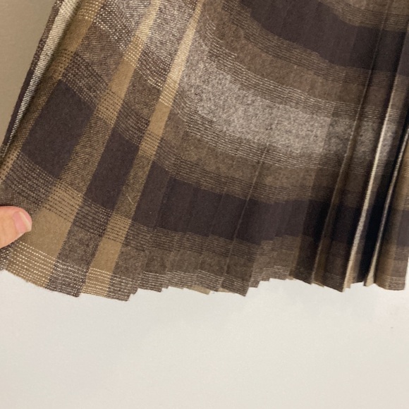 Handmade Pleated Skirt Womens XS Brown Tan Plaid Wool Nerdcore Librarian Fall - Picture 5 of 9